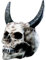Markus Mayer Totenkopf Teufelsschädel mit Hörnern Teufelsfigur aus Kunststoff Polyresin, Rot, Gothic, Halloween, SCULPTURE, Tischplatte