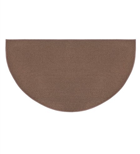 Fire Retardant Fiberglass Half Round Hearth Fireplace Area Rug Polyester Trim Non Slip Mat Low Profile Protects Floors from Sparks Embers Logs 32 W x 60 L Brown