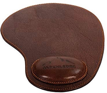 Alpenleder Mousepad - Salem (Handgefertigt) - Nachhaltiges Bio-Leder aus regionaler Landwirtschaft | Mauspad Gaming Leder, Mousepad mit Handauflage *Fair Produziert* (25 x 20cm, Brandy)