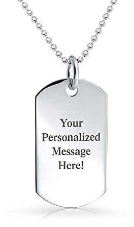 Unisex Gravur Personalisierte Medium Plain Simple Basic Cool Männer Identifikation Militär Armee Dog Tag Anhänger Halskette für Männer Teens Poliert .925 Sterling Silber Kleine Mittel Große Größen
