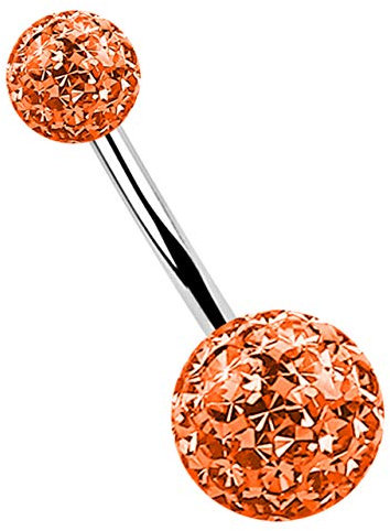Bauchnabel Piercing Schmuck Banane 1,6 mm x 10 mm mit Epoxy Kugeln 5 und 8 mm in orange