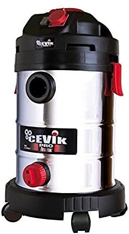 CEVIK PRO CE-PRO50XT Aspiradora Industrial 1400W Inoxidable 50L Seco y Húmedo con Toma Sincronizada y Función Soplador