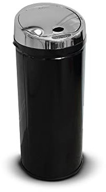 Jean-Patrique 45L Hands-free Automatic Sensor Kitchen Bin (Black), Large Stainless Steel Rubbish Bin/Waste Bin