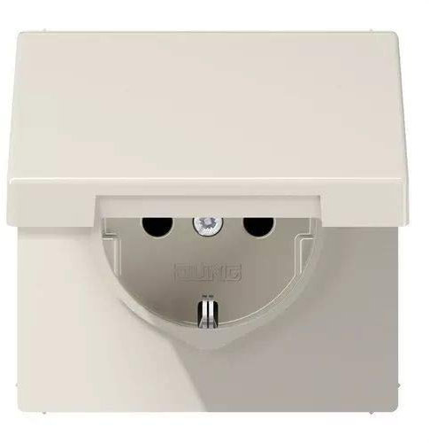 Jung 1520 BFKIKL Schuko Steckdose 16 A 250 V bruchsicher mit Berührungsschutz und Klappdeckel Serie LS weiß, 250 V