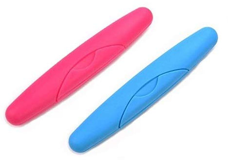 Cisixin 2 Stück Zahnbürsten Etui, Zahnbürstenetui Reiseetui aus Kunststoff, Tragbare Reise Zahnbürste Zahnbürsten Box für Camping Reisen Wandern Zuhause (Rosa + Blau)