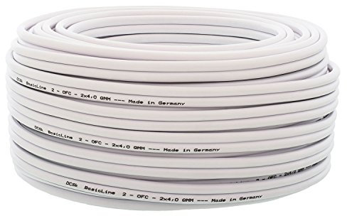 DCSk 100m - 2x4mm² Lautsprecherkabel weiß - OFC Kupferkabel für HiFi/Audio - 99,99% Kupfer Boxenkabel mit Isolierung