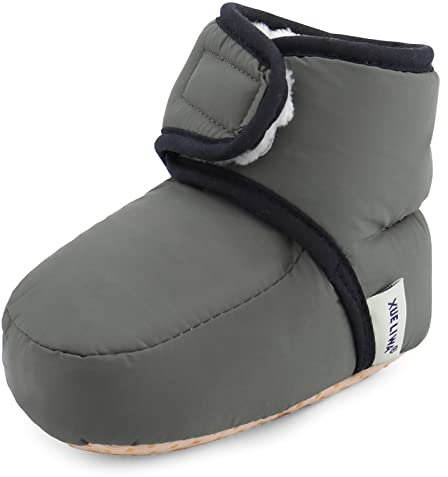 LACOFIA Stivaletti Morbidi Invernali da Bambino con Suola Morbida Antiscivolo Scarpe Calde da neonata Grigio 6-12 Mesi