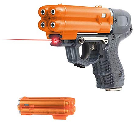 PIEXON Pfefferspraypistole JPX6 mit Laser und 4 Schuss Speedloader + Ersatzmagazin + BKA Zulassung
