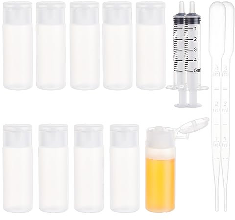 BENECREAT 10 Pack 12ml 0.4oz kleine Plastikkappe Probe Flasche leer nachfüllbare Reiseflaschen für kosmetische Make-up-Toilettenartikel