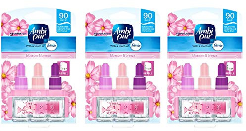 3 x Ambi Pur 3volution Air Freshener Electrical Plug in Refill Blossom Breeze 20ml