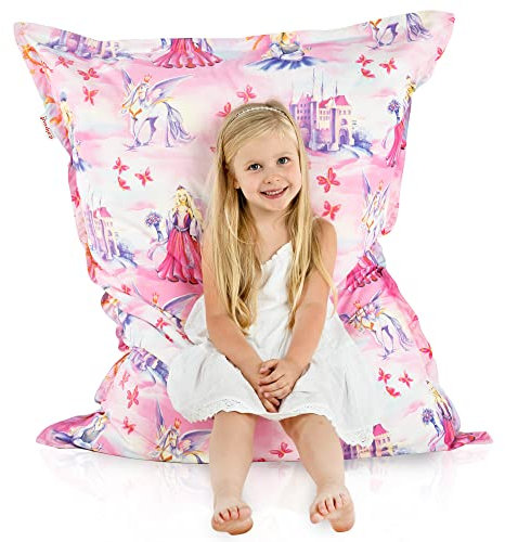 Italpouf Sitzsack XL Riesensitzsack, Sitzkissen Indoor, Sitzsack Sessel für Kinder, EPS Perlen Füllung, Abnehmbarer Bezug, Maschinenwaschbar, Prinzessin, 135x98 cm