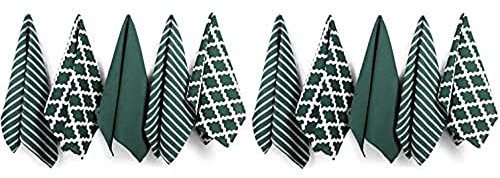 Penguin Home Premium 100% Pure Cotton Tea Towel for Kitchen, Set of 10 Kitchen Towels, Soft & Durable Kitchen Cloths Towel Set, Machine Washable, 65 x 45 cm Colour - Green