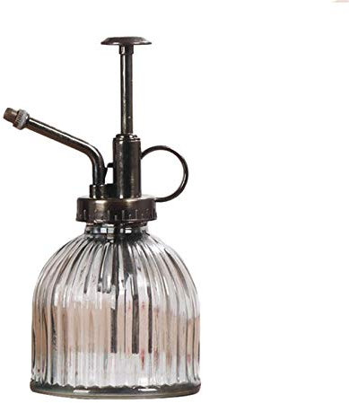 Eidoct Glass Plant Mister Spray Bottle, 6.5 Inch Tall Vintage Style Spritzer, Bronze Plastic Top Pump, Watering Glass Spray Bottle Plant Mister, Garden Tool (White)