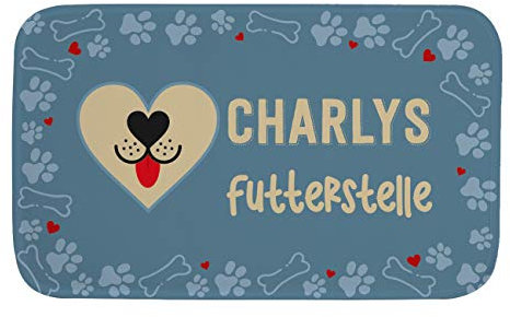 Herz & Heim® Personalisierte Futternapf-Matte 76 x 45 cm mit Wunschname Hund