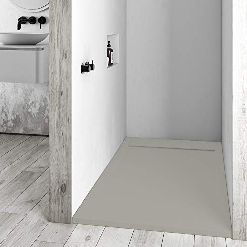 Piatto Doccia In Resina 70x160 Griglia In Tinta Moderno Colorato Effetto Pietra Slim CERAMICHEMIRANDA-Resina Grigio