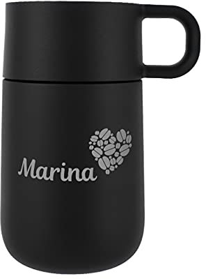 Herz & Heim® WMF Thermobecher mit Gravur - Kaffeeherz - mit Wunschnamen Anthrazit Matt
