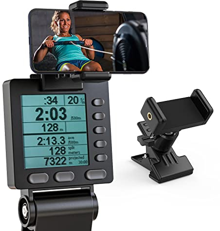 Tiga Adjustable Phone Holder for Concept 2 Rowing Machine, Rotatable and Stable Phone Mount Compatible with PM 2/3/4/5 Monitors of RowErgs, SkiErg and BikeErg (Concept 2 Rower) - Black