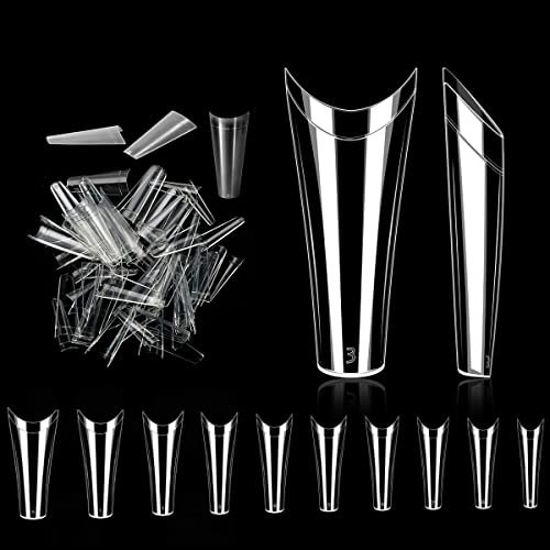 BNG 500 Stück Nagelspitzen French Künstlich Nägel Tips für Gelnägel Natürliche Falsche Halbe Abdeckung Acryl Nägel Tips für Nageldesign Gelnägel, 10 Größen