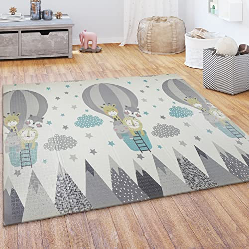 Paco Home Spielmatte Krabbelmatte Baby Kinder Matte Faltbar Abwischbar Wendbar Tier Motiv, Grösse:150x200 cm, Farbe:Creme
