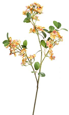 MISNODE Künstliche Kirschblütenzweige, Kunstseide, Begonie, Kirschblütenbaum, hohe Stiel, künstliche Pflaume, Pfirsich, Blumenarrangement, Orange, 6 Stück