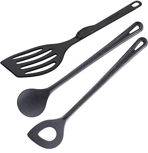 Westmark Set per Cucinare, 3 Pezzi, 1 Paletta, 1 Cucchiaio per Mescolare, 1 Cucchiaio a Punta, Elevata Resistenza al Calore, Plastica, Nero, 203522E9