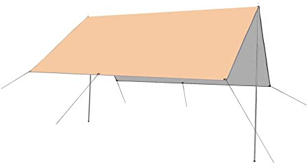 3x3m Zeltdach Zeltplane Camping Tarp mit Stützstange, Erdnägeln und Nylonschnur (Hell Gelb)