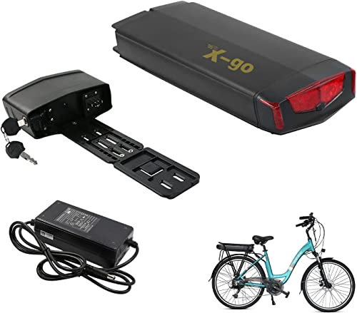 X-go Gepäckträger Ebike Akku - 36V 13AH E Bike Akku für 250W 350W 500W Fahrrad Motor, Lithium Ion Fahrrad Motor kit mit Ladegerät Safe Lock (Ohne Heckträger)