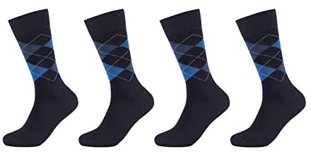 Camano Herren Online Men ca-Soft Classic Argyle 4er Pack Socken, Navy, 43/46