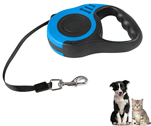 Hundeleine, 5 m Einziehbar Hundeleine für Kleine, Mittlere und Große Hunde, Blau
