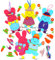 FYOJAIC 12 Osterhasen Bastelset, Ostern Basteln Kinder, Oster Moosgummi Bastelsets, Ostern Anhänger Deko Mix & Match, Osterbasteln mit Kindern