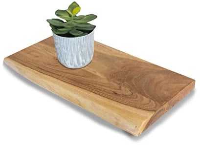 SAM Wandregal Amanda, Akazienholz massiv, naturfarben & lackiert, Holzregal/Steckboard mit Baumkante, 40x20 cm Regal
