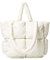 OWGSEE Puffer Tote Bag, Weiche Puffy Taschen für Frauen Leichte Winter Daunen Baumwolle Gepolsterte Gesteppte Tragetasche Schulter Handtasche Geldbörse, Weiss/opulenter Garten, Medium