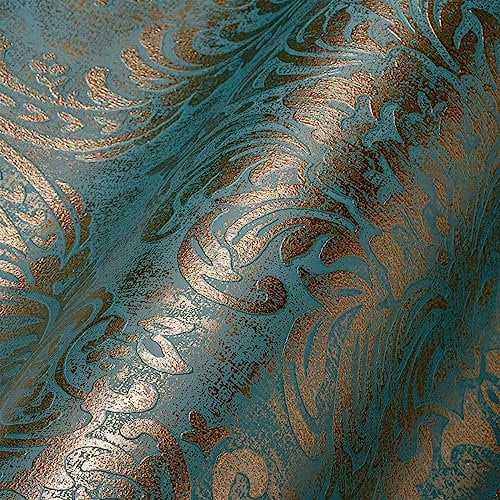 Livingwalls Travel Styles - Carta da parati in tessuto non tessuto, effetto barocco, colore blu e oro, per diversi ambienti, 10,05 m x 0,53 m