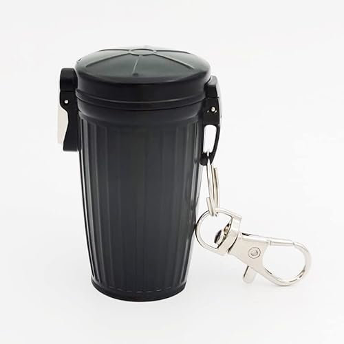 PTNKUIIY Zigaretten Taschenaschenbecher,Aschenbecher für unterwegs - Tragbarer Wasserdicht Aschenbecher to go Geruchsdicht Mini Reise Aschenbecher mit Deckel und Schlüsselbund für Draußen,Schwarz