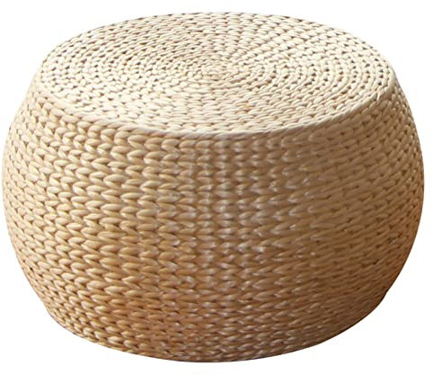 Pasdrucn Runde Stroh Rattan Weave Pouf Tatami Meditation Pouf Weave Yoga Chair Sitzmatte Primärfarbe Büro Und Familie Boden Sitz