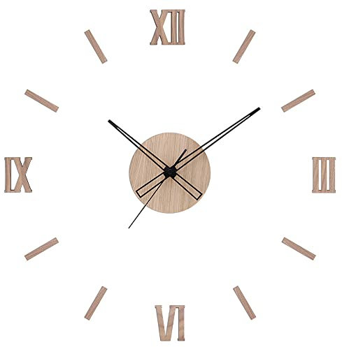 PRIM Veneer DIY Wanduhr Holz, Made in EU, Wood Wand-Deko ∅ von 600 bis 1000 mm, 3D Holz-Ziffern, Holz Wanduhr Groß XXL, Wanduhr Küche, Schlafzimmer (Helles Holz/Remus)