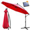 Ansobea 300CM Sombrilla terraza exterior con Solar LED, Sombrillas jardin grandes protección UV, Parasoles de jardin con soporte, Sombrilla de Jardin, Terraza(Rojo)