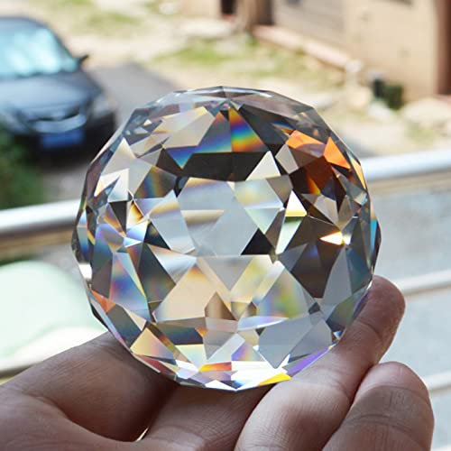 Esfera de cristal de corte transparente de 40 a 80 mm, prismas facetados para decoración del hogar, atrapasueños de 40 mm