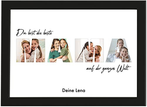 Deqosy Personalisiertes Mama Geschenk Poster mit vier eigenem Bildern, Foto Geschenke als Poster oder als Leinwand, Individuelles Muttertagsgeschenk, Geschenk zum Muttertag (Mama)