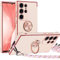 Silverback für Samsung Galaxy S22 Ultra Hülle mit Band, [Miss Arts] Ring Ständer Handyhülle Handykette Frauen Mädchen Dünn Stoßfeste Schutzhülle für Samsung Galaxy S22 Ultra Case Rosa