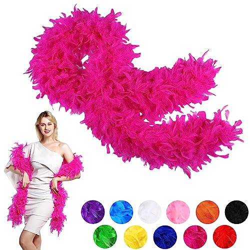80g Feather Boa Thick Fancy Dress Accessories for Adults,Kids,2M Turkey Chandelle Feather Boa Party Fluffy Boa Feather Scarffor Bulk for Women,Girls,Dancing Wedding Halloween Christmas Parties