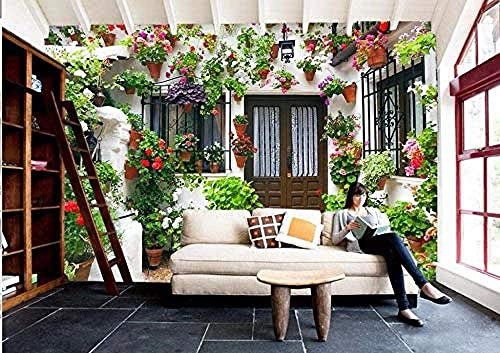 Papier Peint Mural 3D Fond De Salon Chambre Papier Peint Jardin Fleur Vigne Homme Plante 3D Enfant Chambre Murale Salon Chambre Maternelle Centre D'Éducation Précoce 140 (largeur) x 70 (hauteur) cm