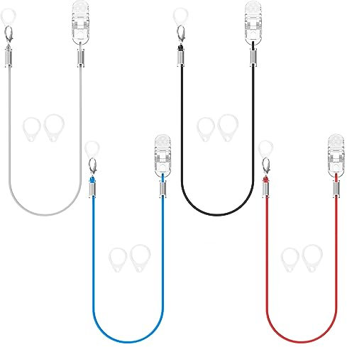 YorkSound Set of 4 Hearing Aid Clips, Hearing Aid Holder String Anti-Lost BTE Clip with Storage Case, Hearing Protection Accessories for Adults & Kids, Monaural, 4 Colors