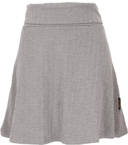 GURU SHOP Minirock aus Bio-Baumwolle, Boho Tellerrock, Jacquard Rock mit Fischgrätenmuster - Grau, Damen, Size:L