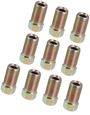 Hihaha Motorcycle Brake Line Tube Fittings 3/8 x 24 UNF for 3/16 /10pcs | Galvanized Steel Material, 10 Pcs, Stainless Steel, Durable, Brake Cable Adjuster