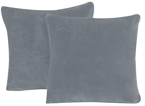 one-home 2er Pack Kissenbezug Kissenhülle Teddy Plüsch Uni kuschelig flauschig warm weich, Größe:50x50 cm, Farbe:anthrazit