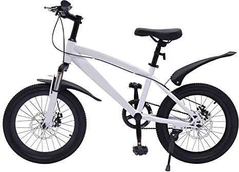 innytund Kinderfahrrad 18 Zoll Mountainbike Kinder Jugend Jungen Mädchen MTB Fahrrad mit Schutzblech, Weiß Unisex Kinderfahrräder für Städte, Strände, Fahrradwege und Verschiedene Straßen Anwendbar