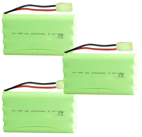 3Pcs Batterie NI-MH 9.6V 2400mAh RC Batterie Rechargeable de Rechange AA * 8 cellules intégrées pour Jouets, Drones, Accessoires de Voiture télécommandés