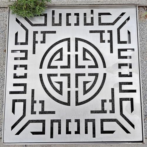 Griglia di Scarico in Acciaio Inossidabile con Base, Copertura di Scarico e Telaio per carichi Pesanti, Griglia per pluviali da Giardino Copertura per pozzetto Griglia per Acqua piovana