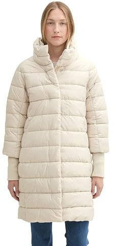 TOM TAILOR Damen Lange Steppjacke mit Stehkragen,12365 - Dusty Beige, S